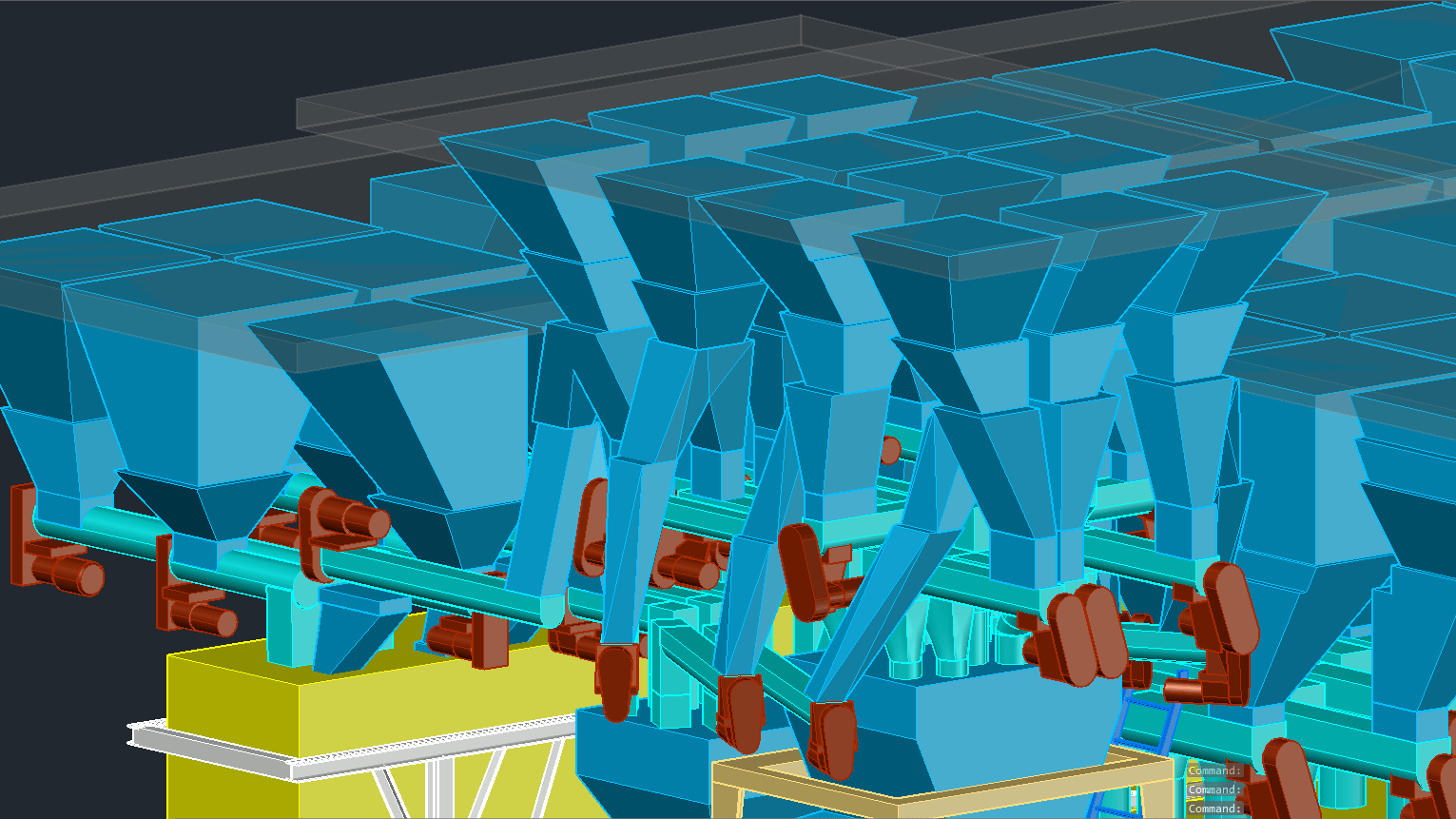 Industrial machine hall 3D model from point cloud
