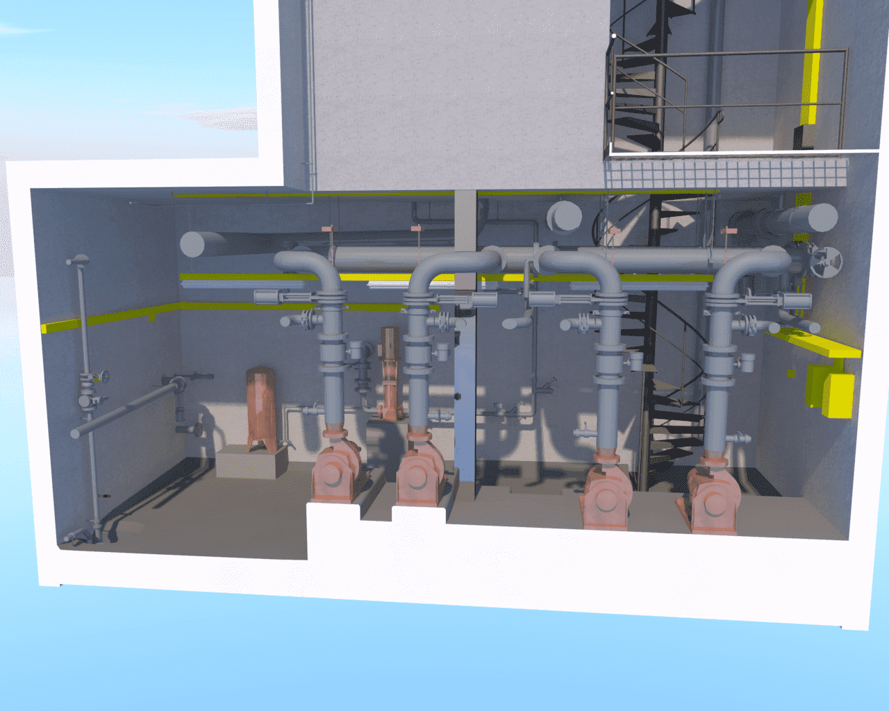 BIM model of pumping station from laser scan point cloud