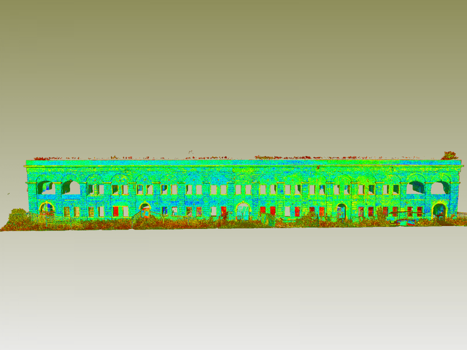 Unrolled point cloud of curved Fort Asterstein facades