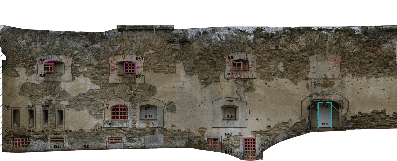 Reprojected photos on the unrolled Fort Asterstein facade