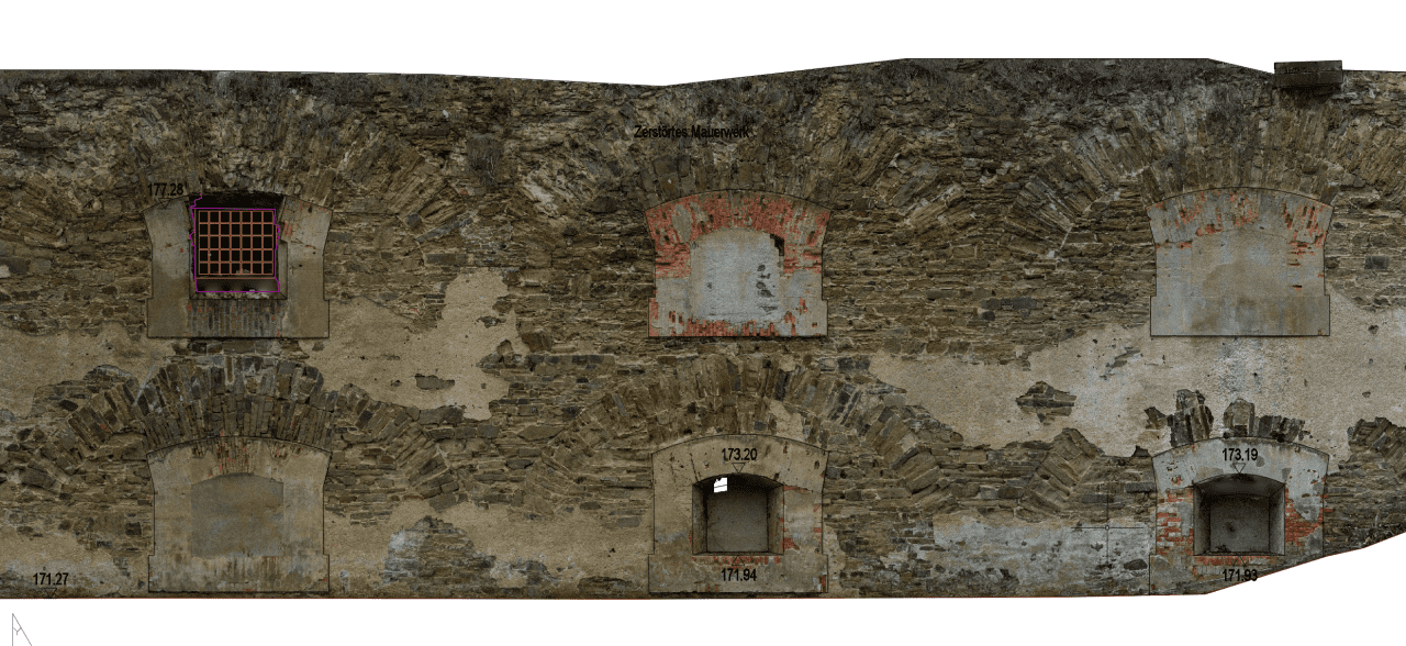 Reprojected photos on the unrolled Fort Asterstein facade