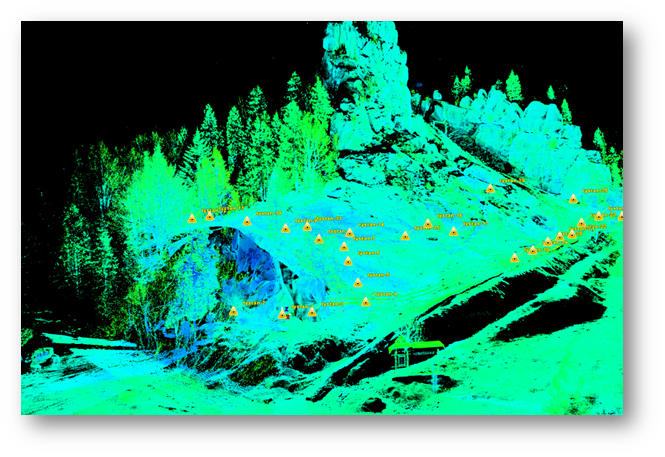 Point cloud and scan station coverage used for mapping and control